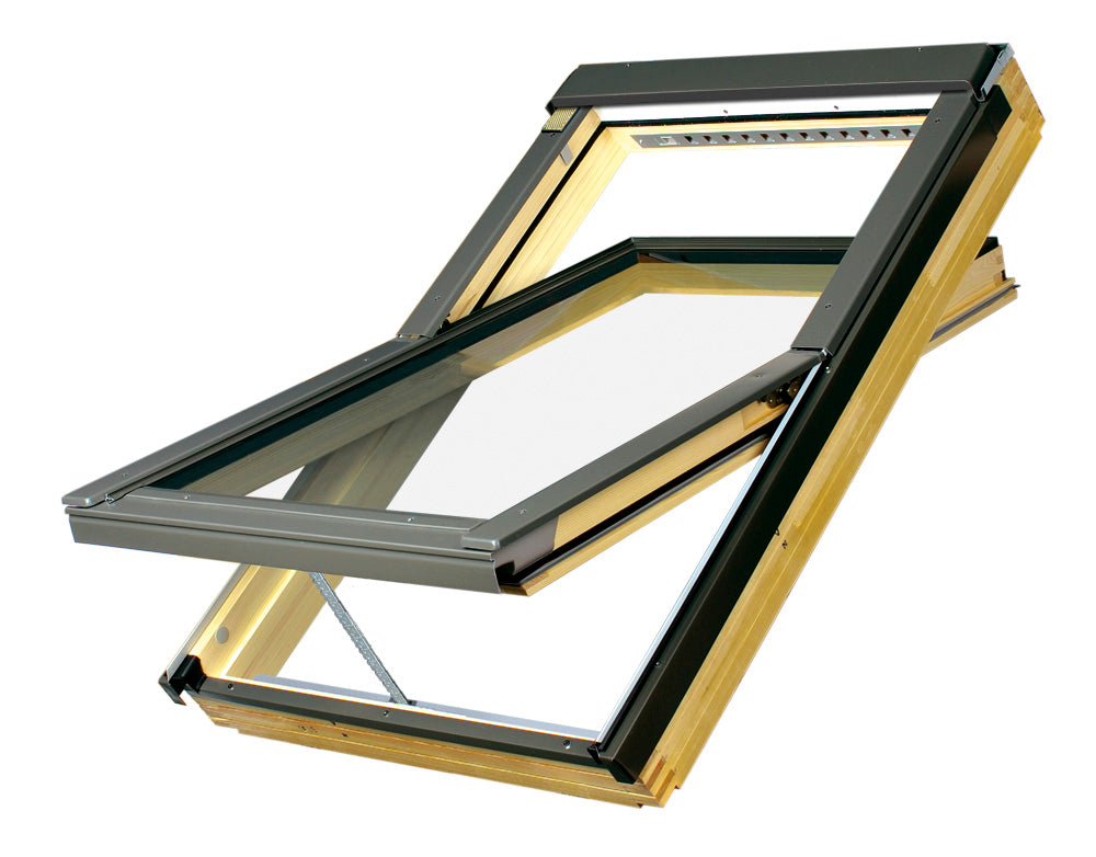 Fakro Natural Pine Electrically Operated Centre Pivot Roof Window (FTP-V Z-Wave)