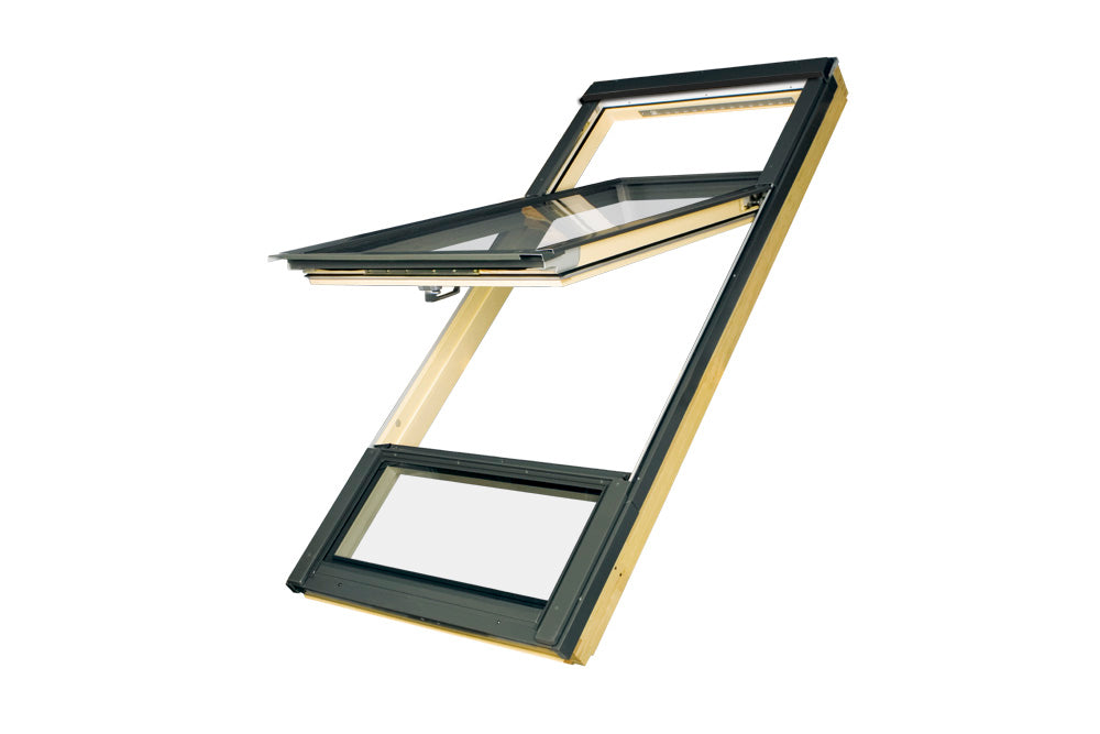 Fakro White PU Coated Pine Raised Axis Dual Roof Window (FDY-U P2)